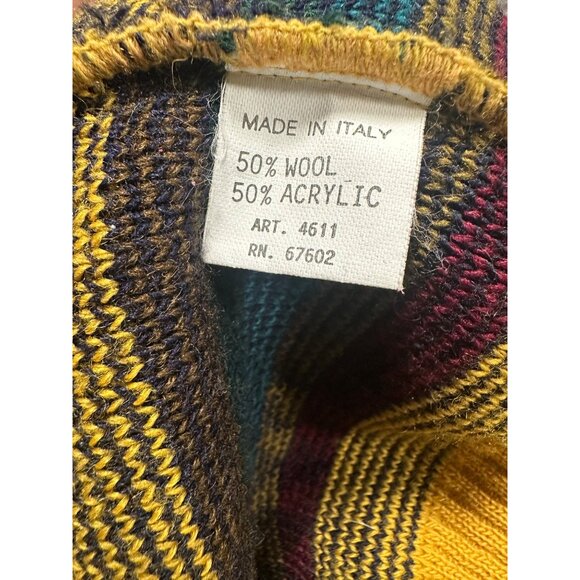 Vintage Tom Tailor Wool Blend Sweater M Made in Italy Geometric Aztec Knit 90s - Picture 4 of 9